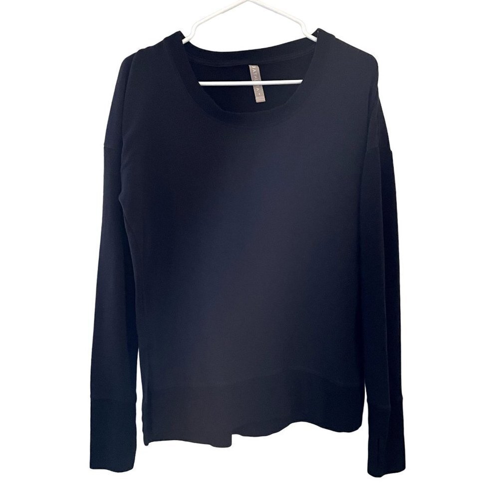 Athleta long sleeved black workout top athleisure modal women's shirt casual com